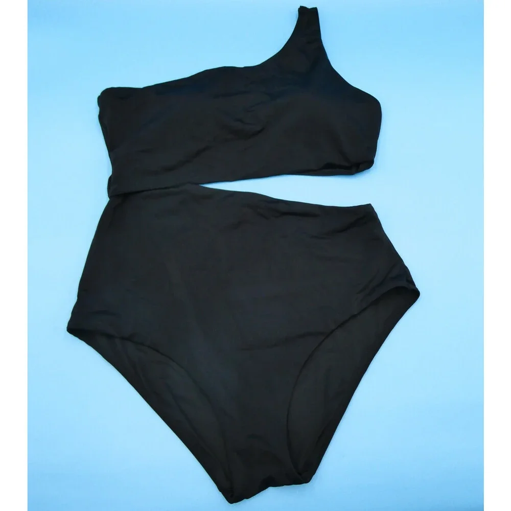 Victorias Secret XL Black One Shoulder Cutout Padded One Piece Swimsuit Beach VS